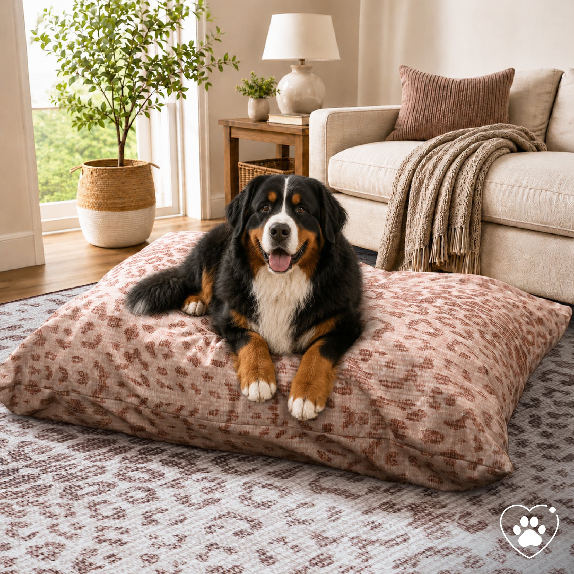 Miya Leopard Brown Doggy Bed Pillow Washable Pet Bed