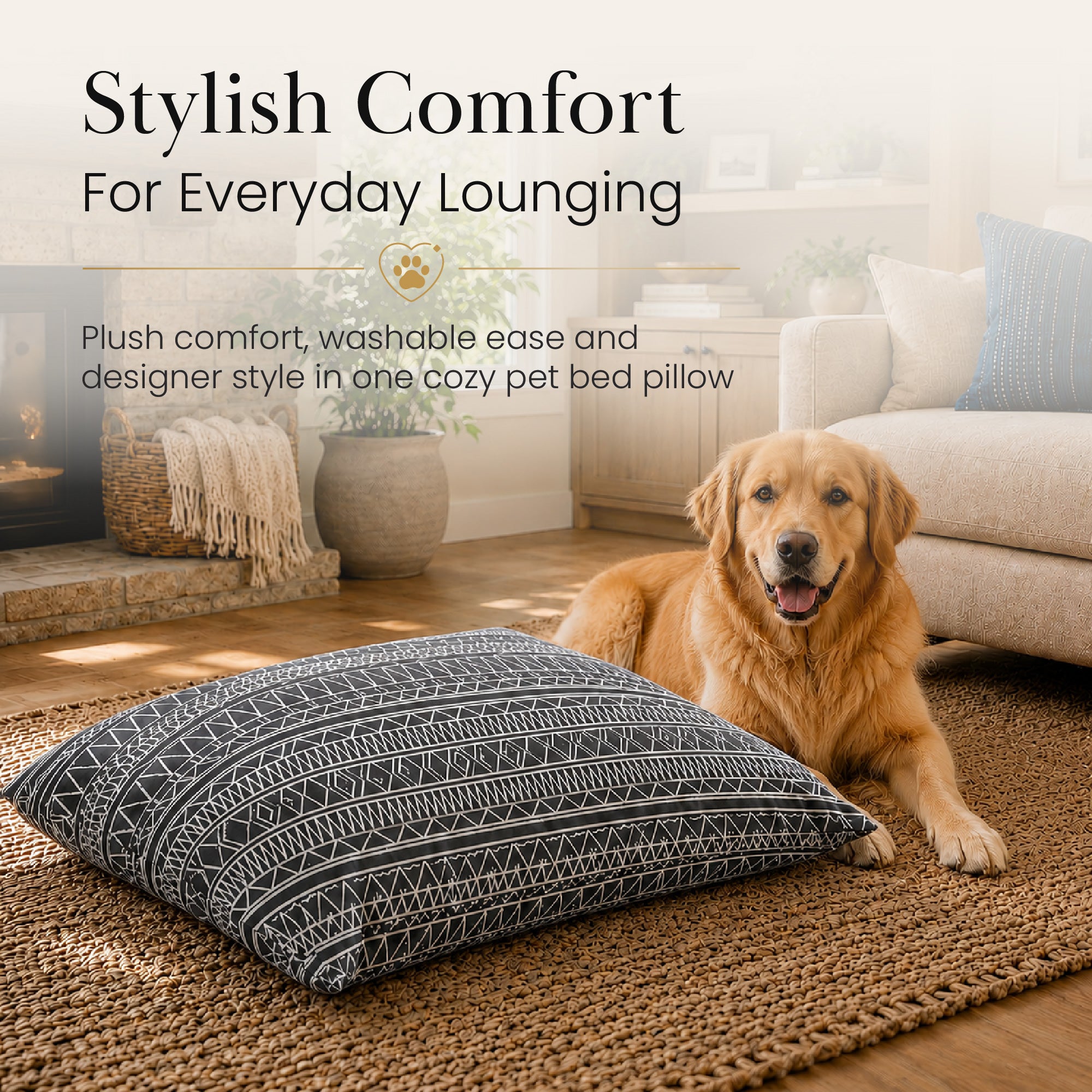 Chelsea Tribal Aztec Grey Doggy Bed Pillow Washable Pet Bed