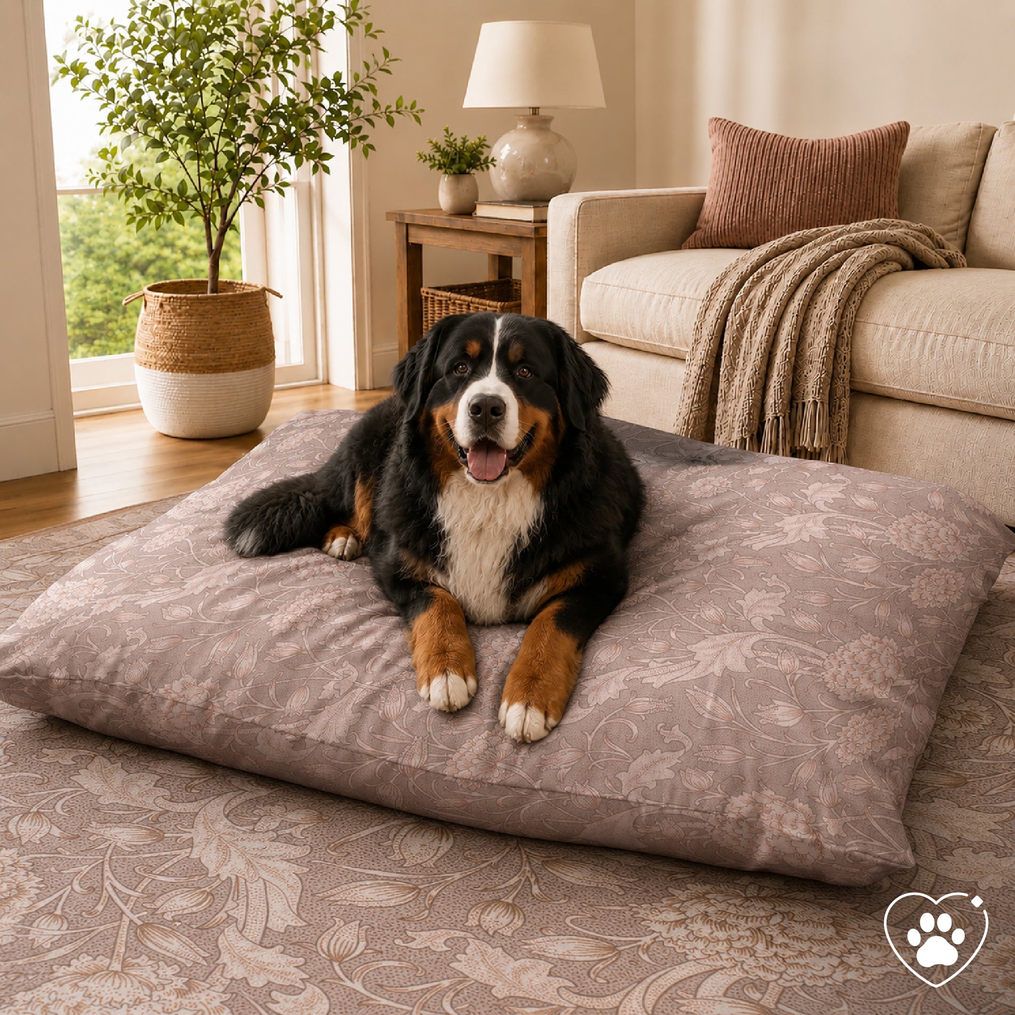 Kalini Floral Natural Doggy Bed Pillow Washable Pet Bed