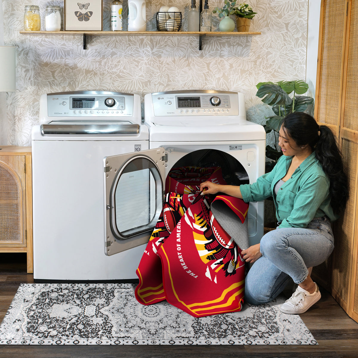 Kansas City Football Machine Washable Rug