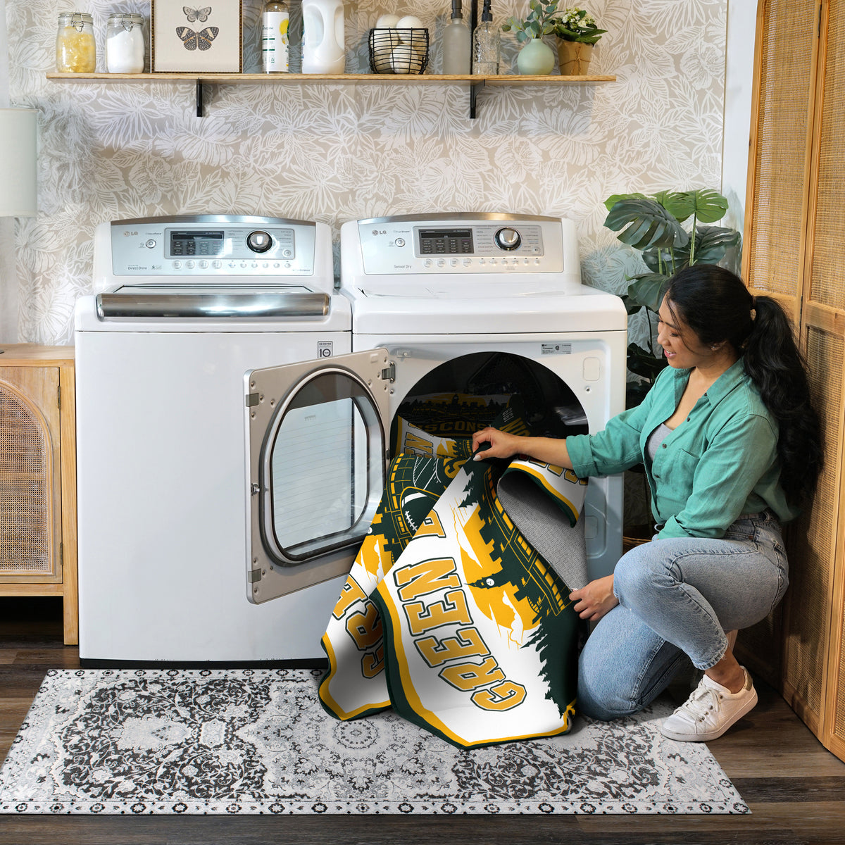 Green Bay Football Machine Washable Rug
