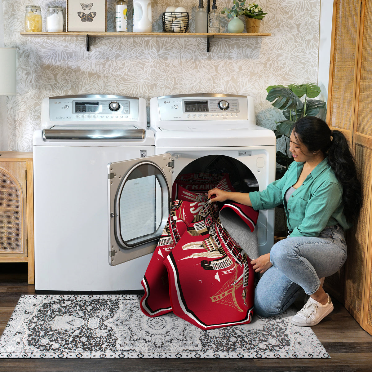 San Francisco Football Machine Washable Rug
