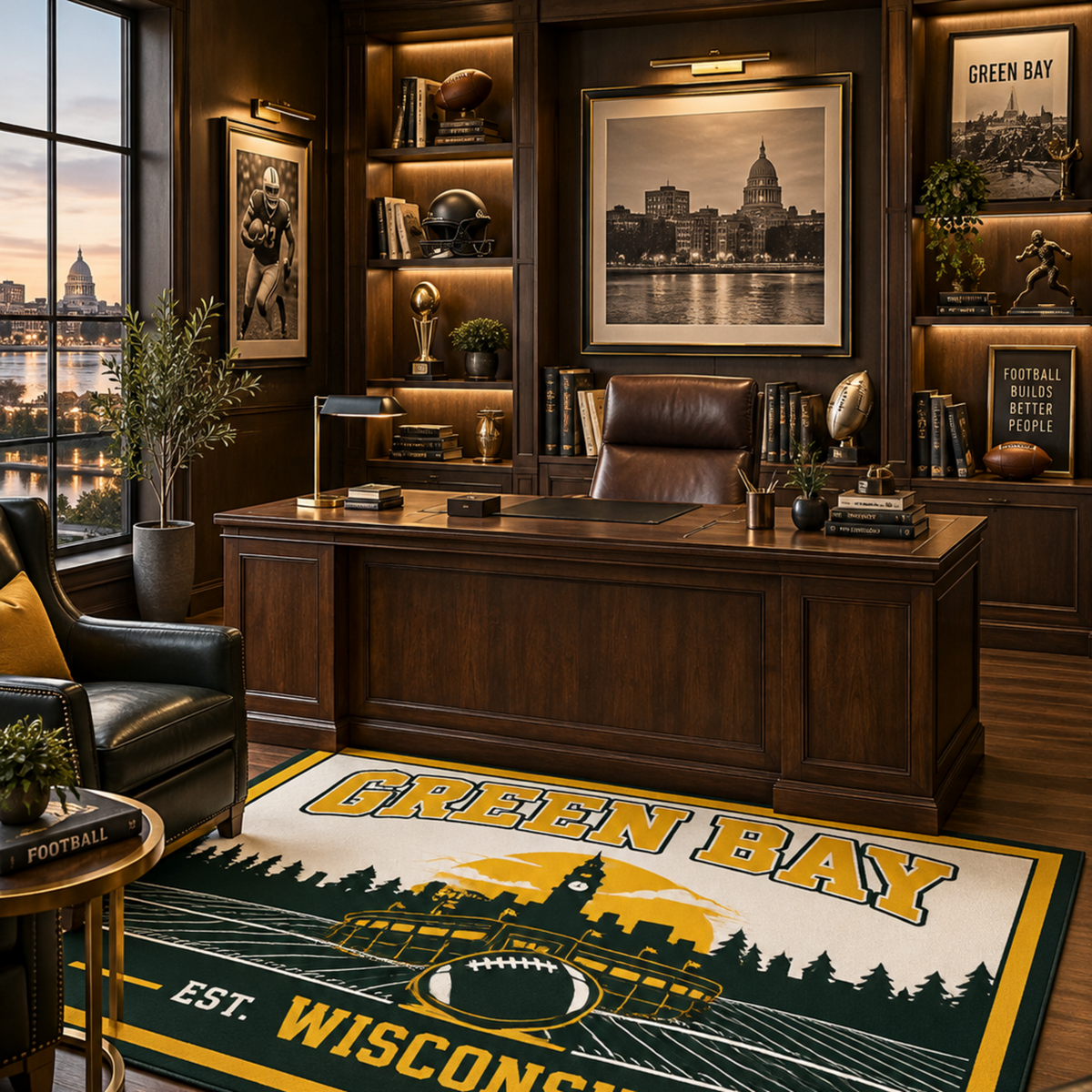 Green Bay Football Machine Washable Rug