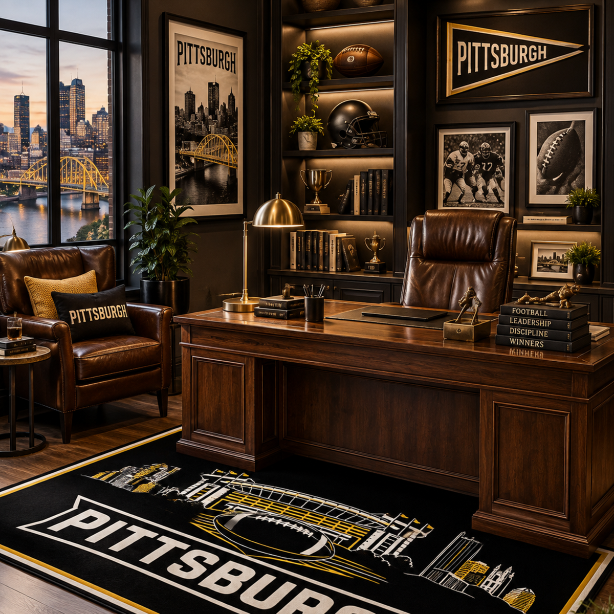 Pittsburgh Football Machine Washable Rug