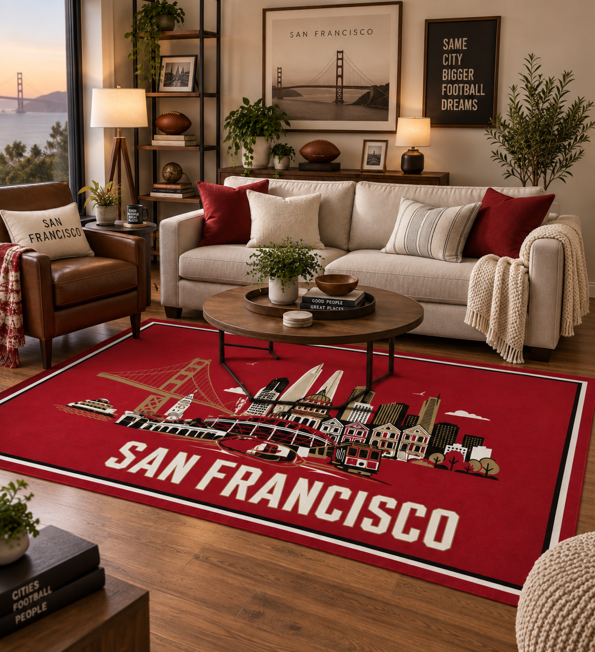 San Francisco Football Machine Washable Rug