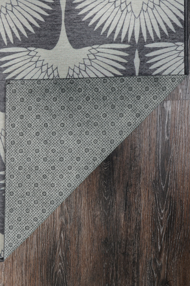 Flock Slate Grey Washable Rug