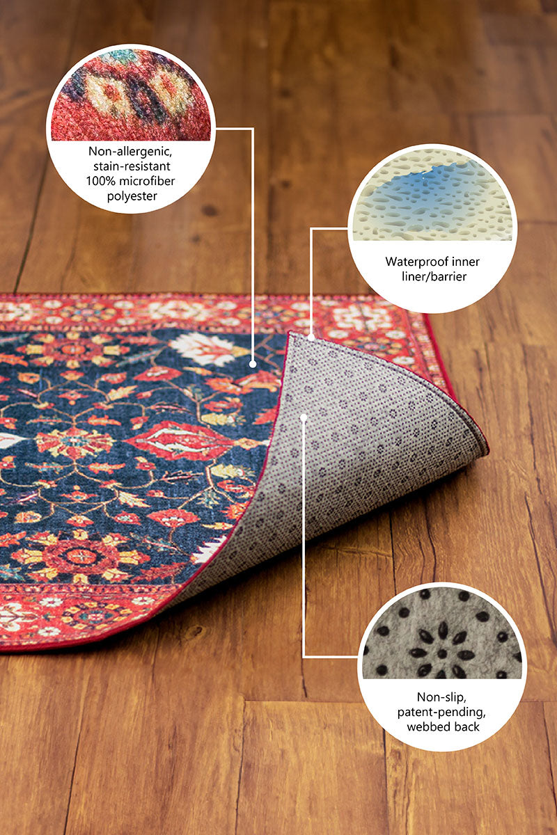 Kalini Floral Natural Washable Rug