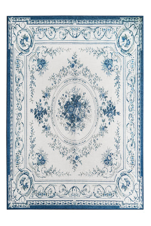 Aubusson Blue Washable Rug