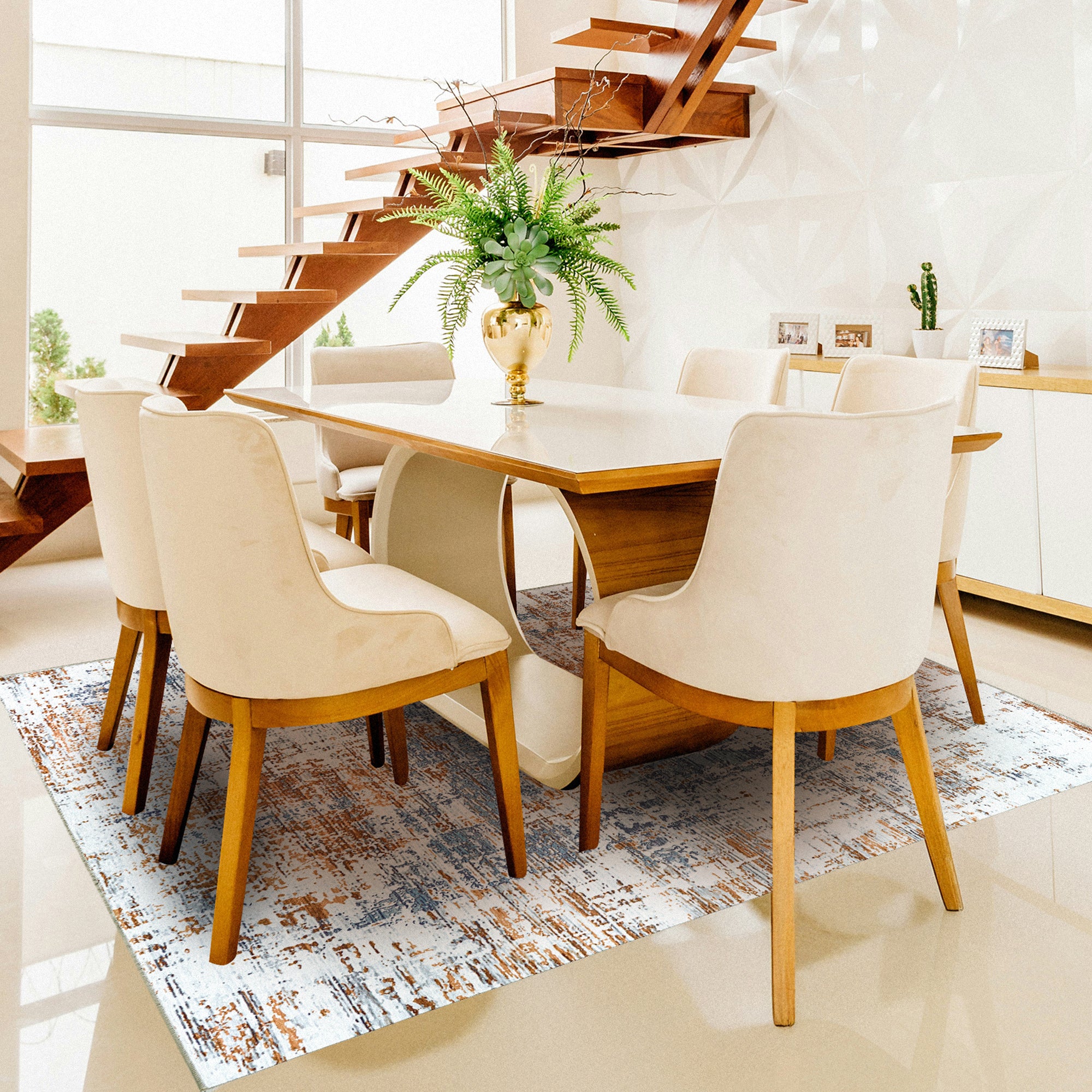 Aurora Abstract Multicolor Dining Room Washble Rug