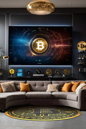 Bitcoin 6' Round Machine Washable Rug