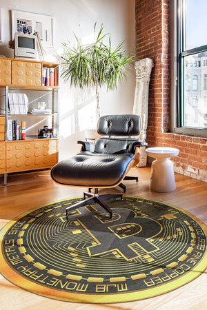 Bitcoin 6' Round Machine Washable Rug