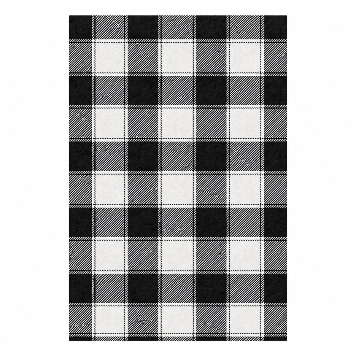 Buffalo Plaid Black and White Washable Rug