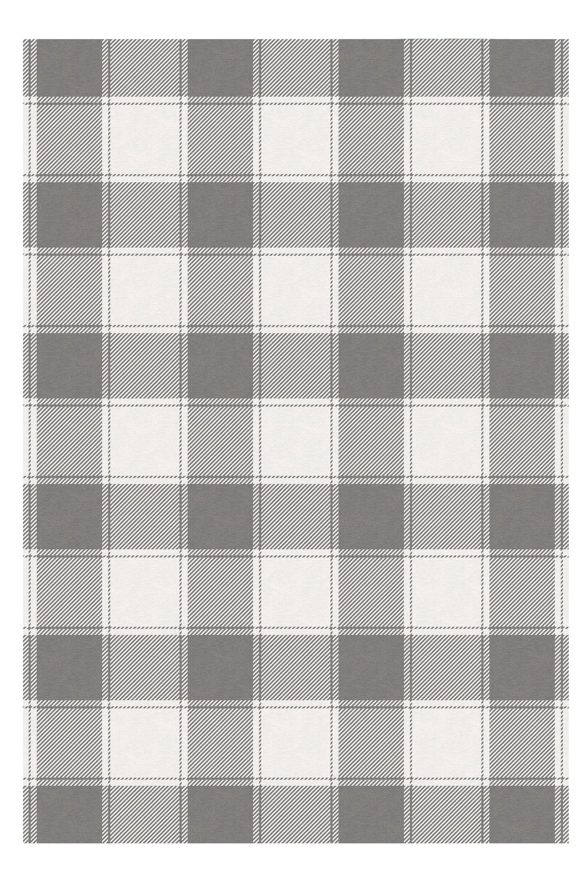 Buffalo Plaid Grey and White Washable Rug