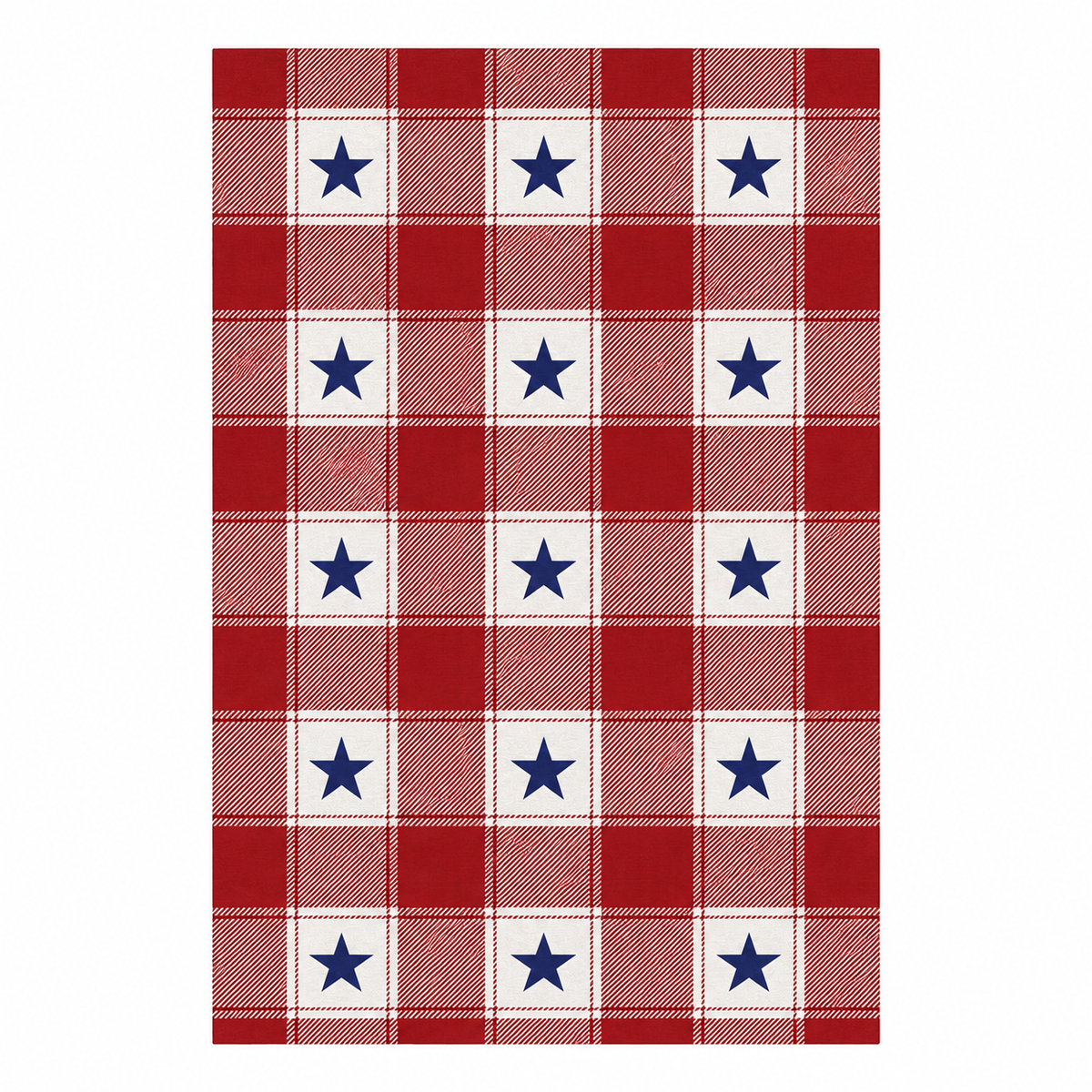 Buffalo Plaid Stars Machine Washable Rug