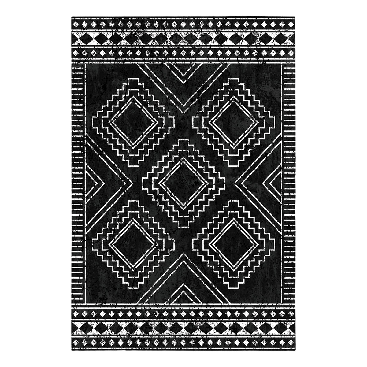Capri Triangle Black White Machine Washable Rug