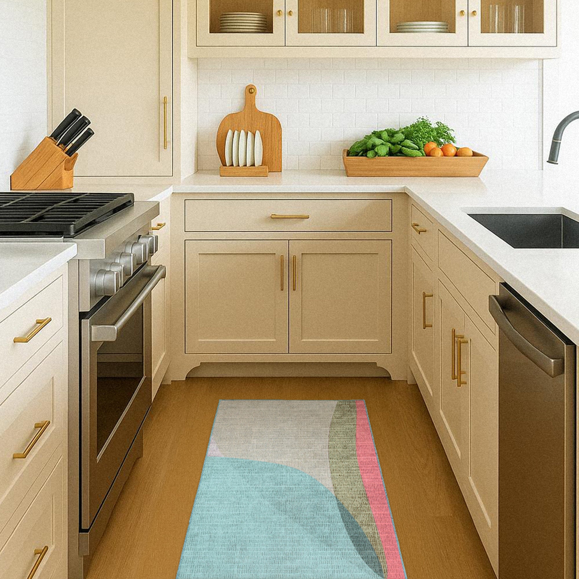 Cove Green Kitchen Washable Rug