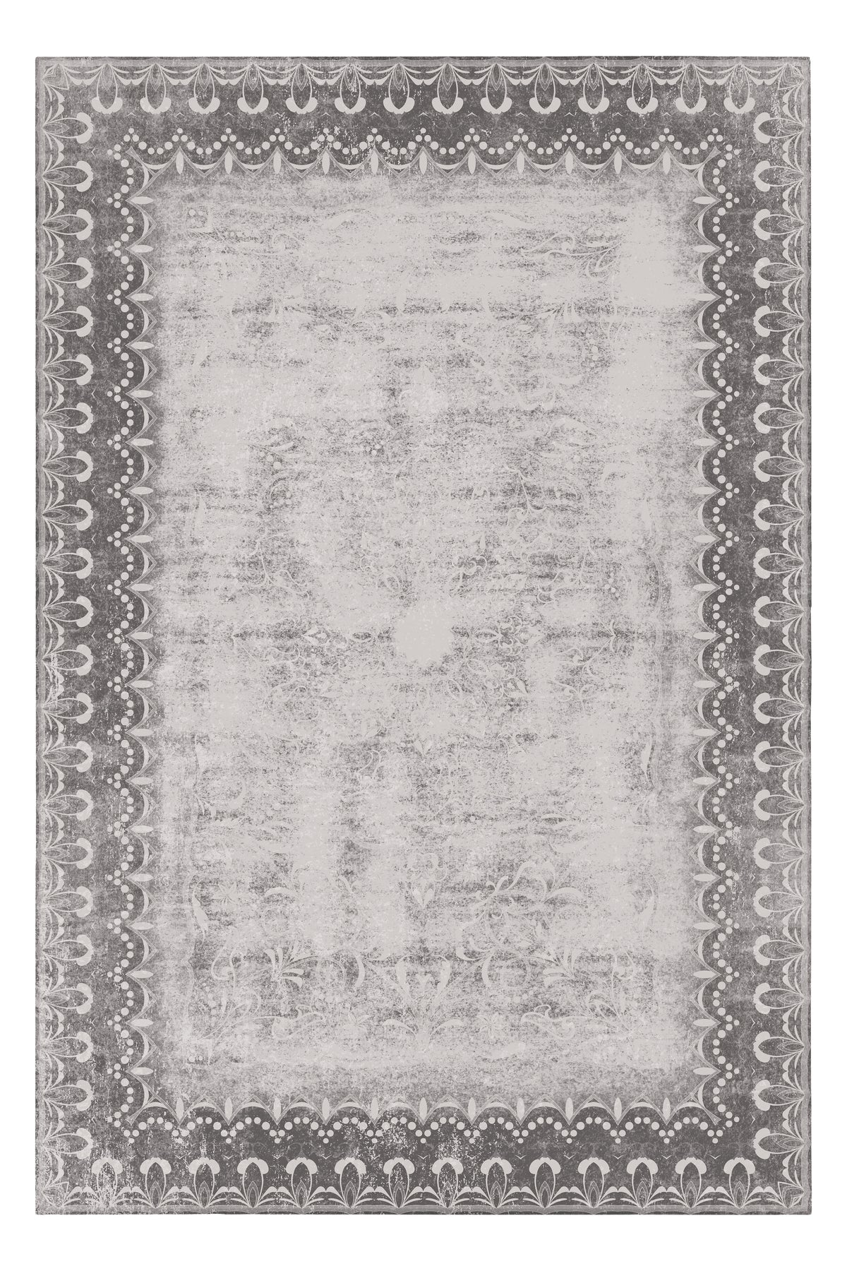 Dardon Bordered Grey Washable Rug