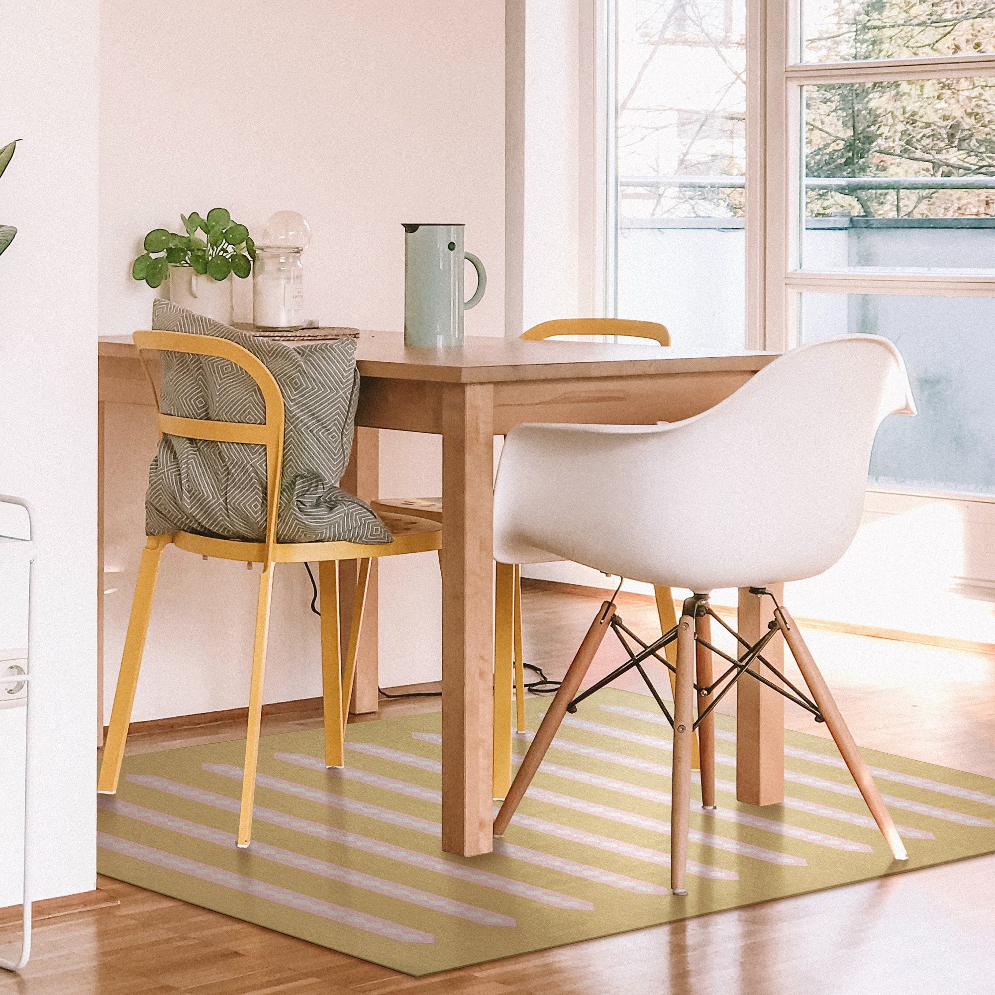 Dash And Dot Honey Beige Dining Room Washble Rug