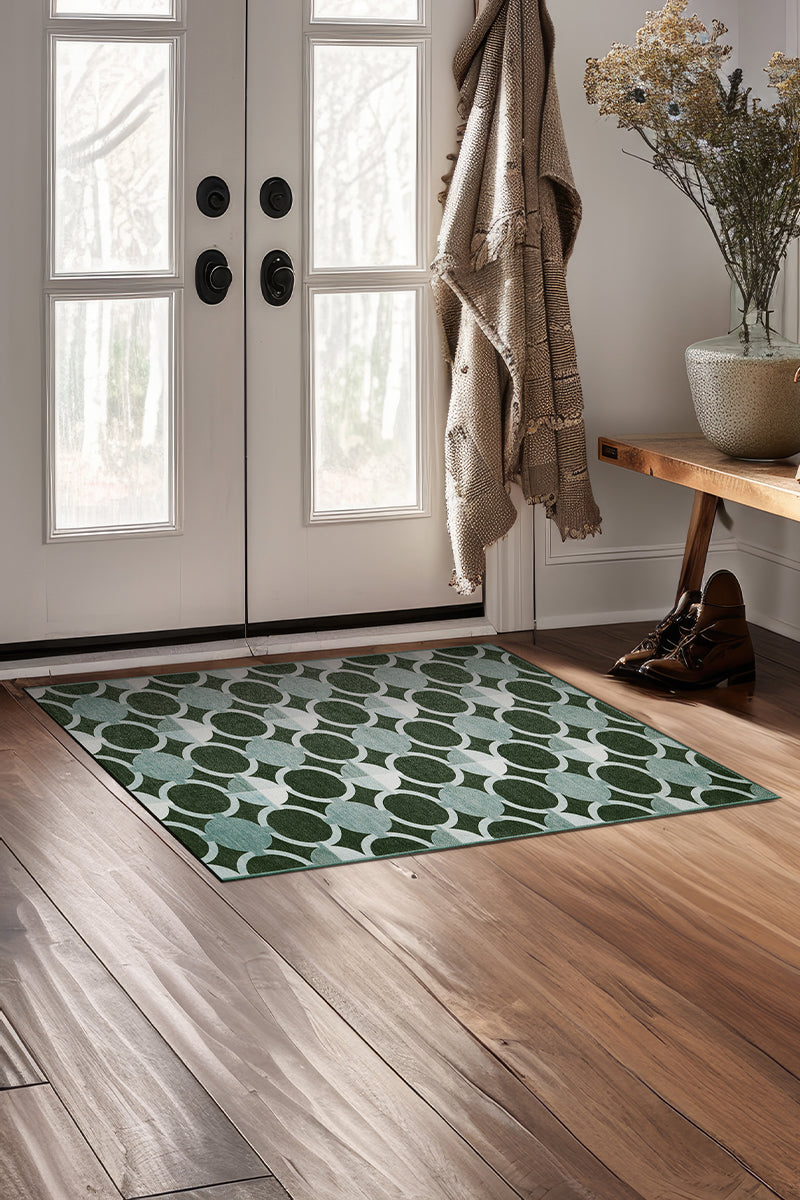 Dula Dark Sage Green Washable Rug