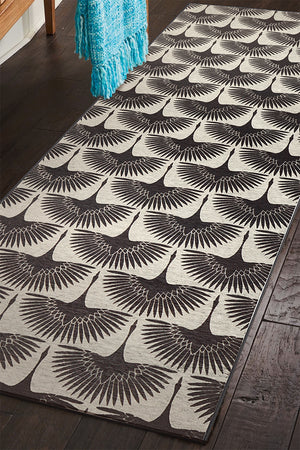 Flock Kettle Black Washable Rug