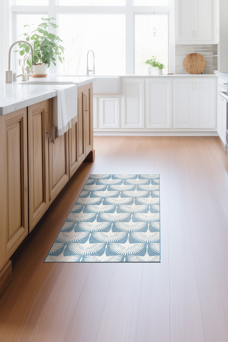 Flock Colfax Blue Washable Rug