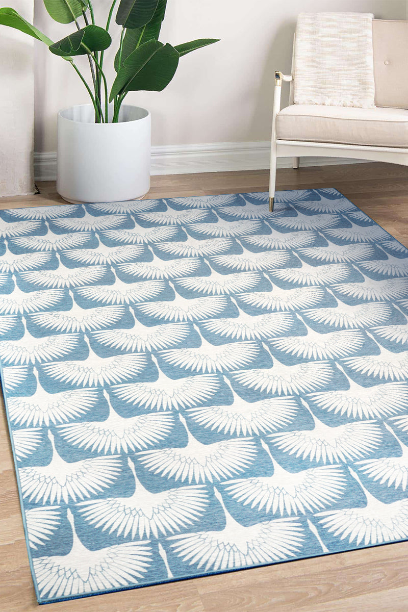 Flock Colfax Blue Washable Rug