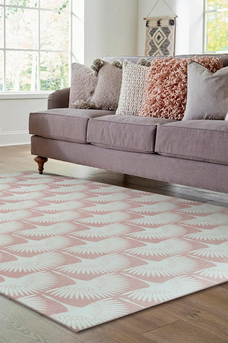 Flock Petal Pink Washable Rug