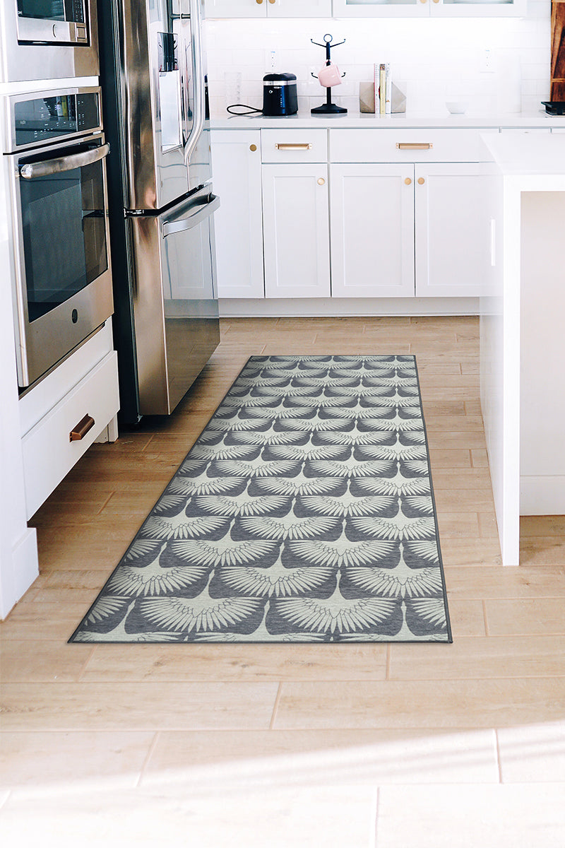 Flock Slate Grey Washable Rug