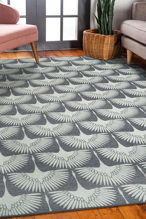 Flock Slate Grey Washable Rug