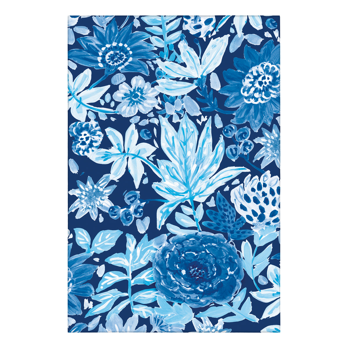Floral Bloom Blue Washable Rug