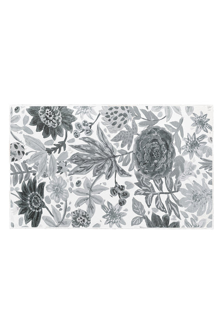 Floral Bloom Grey Washable Rug