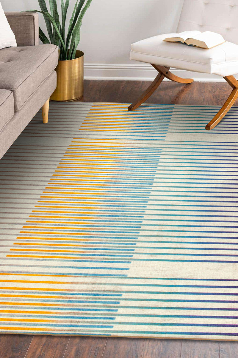 Flux Striped Multicolor Washable Rug