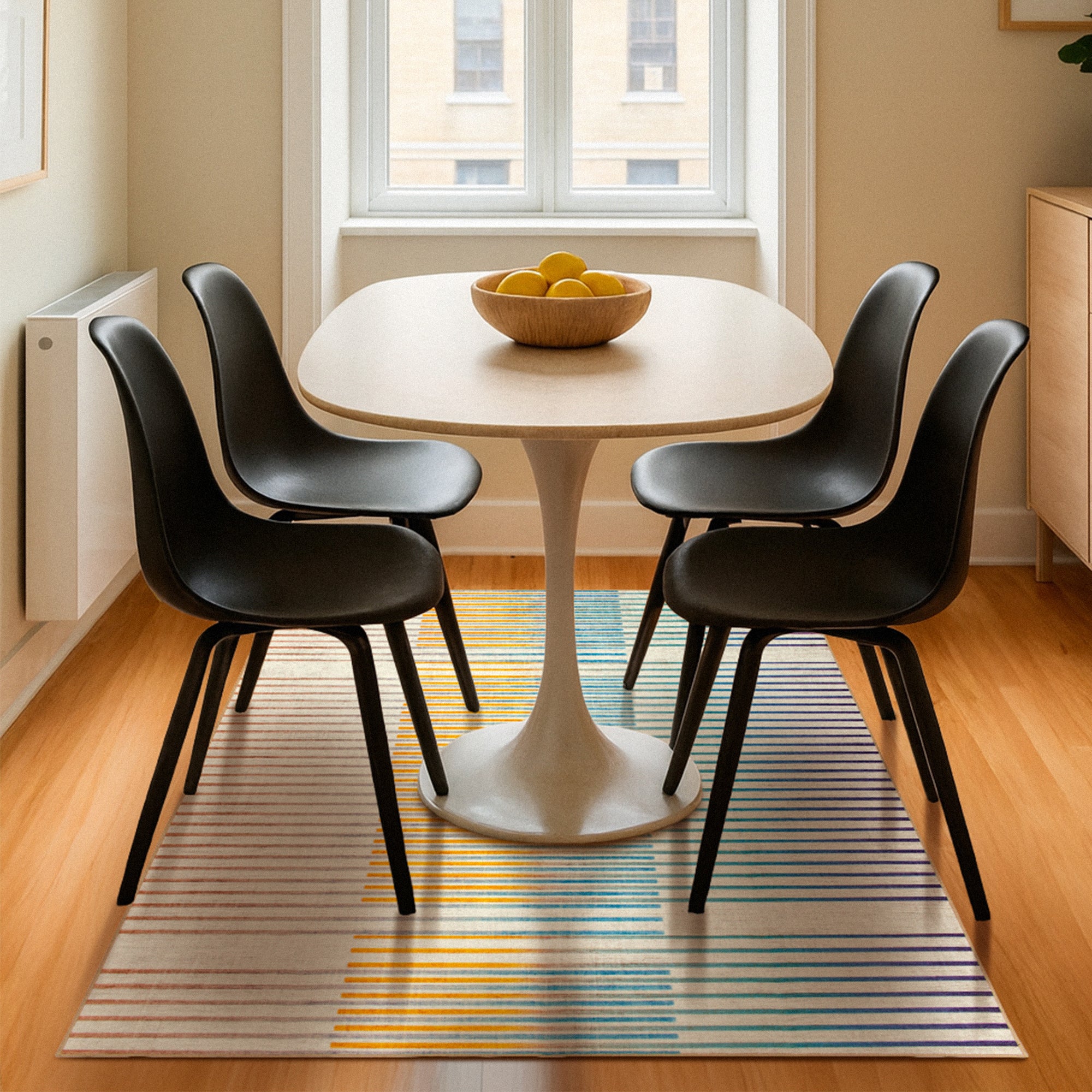 Flux Striped Multicolor Dining Room Washble Rug