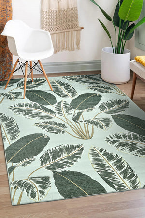 Hojas Cubanas Mint Washable Rug