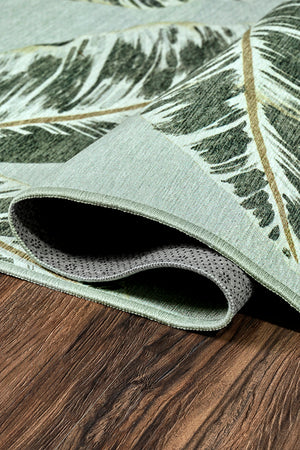 Hojas Cubanas Mint Washable Rug