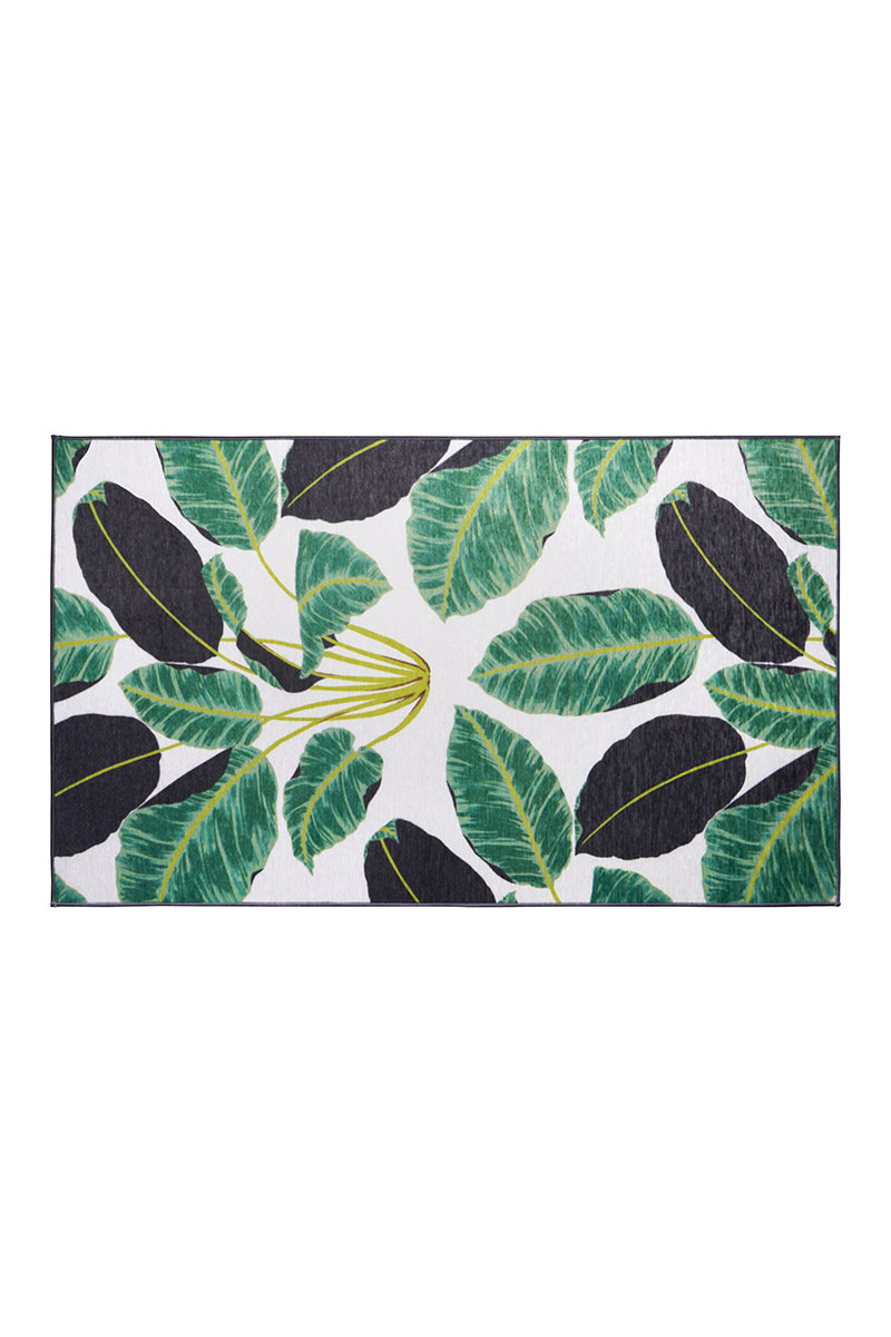 Hojas Rainforest Emerald Washable Rug