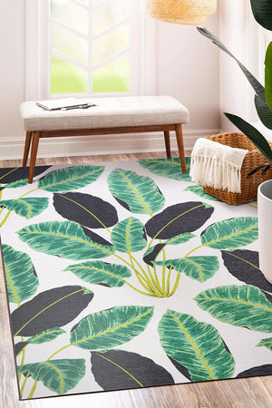 Hojas Rainforest Emerald Washable Rug