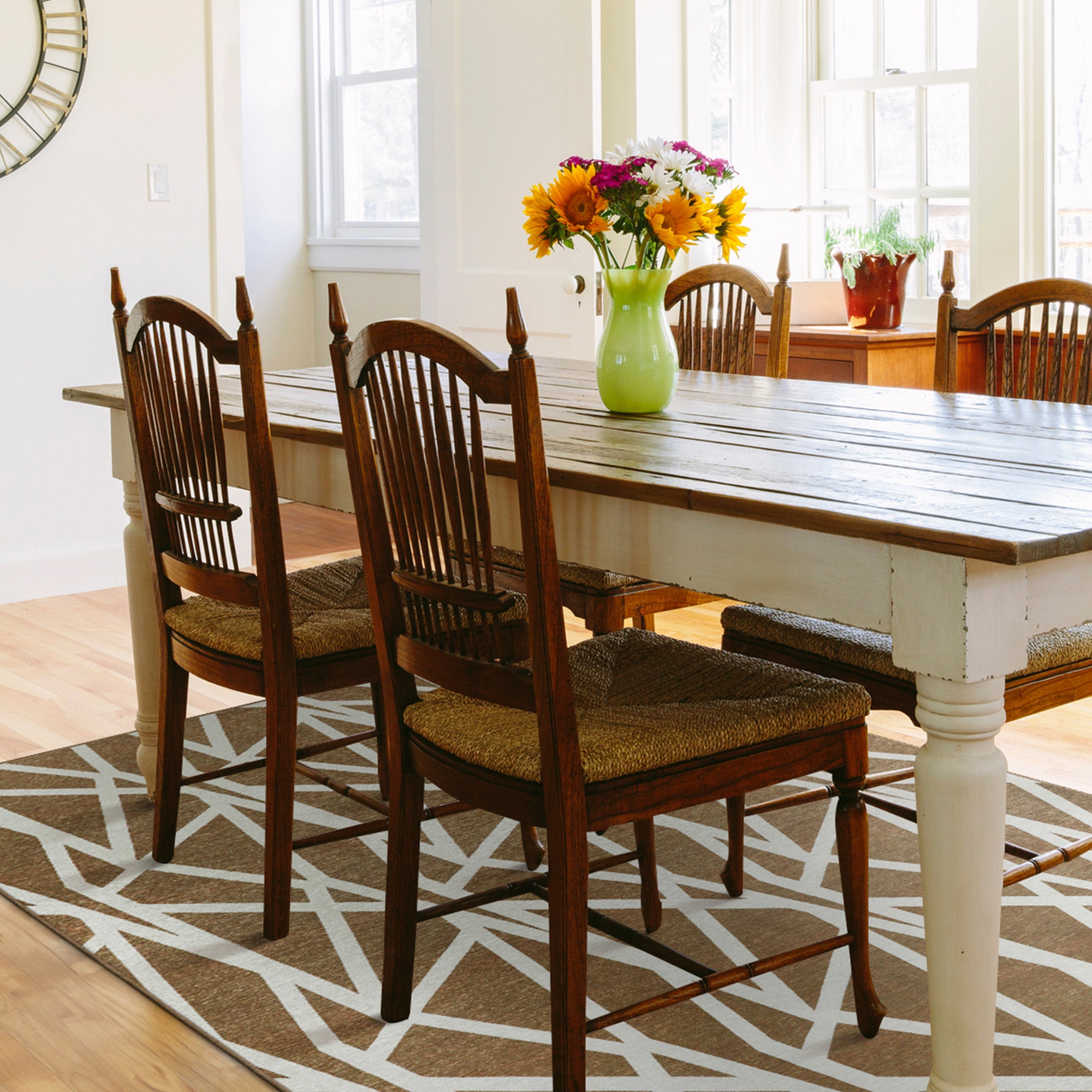 Intersections Camel Dining Room Washble Rug