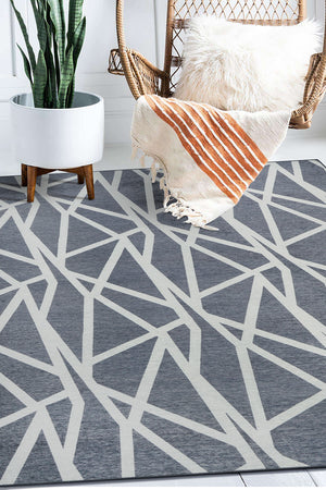 Intersections Slate Grey Washable Rug