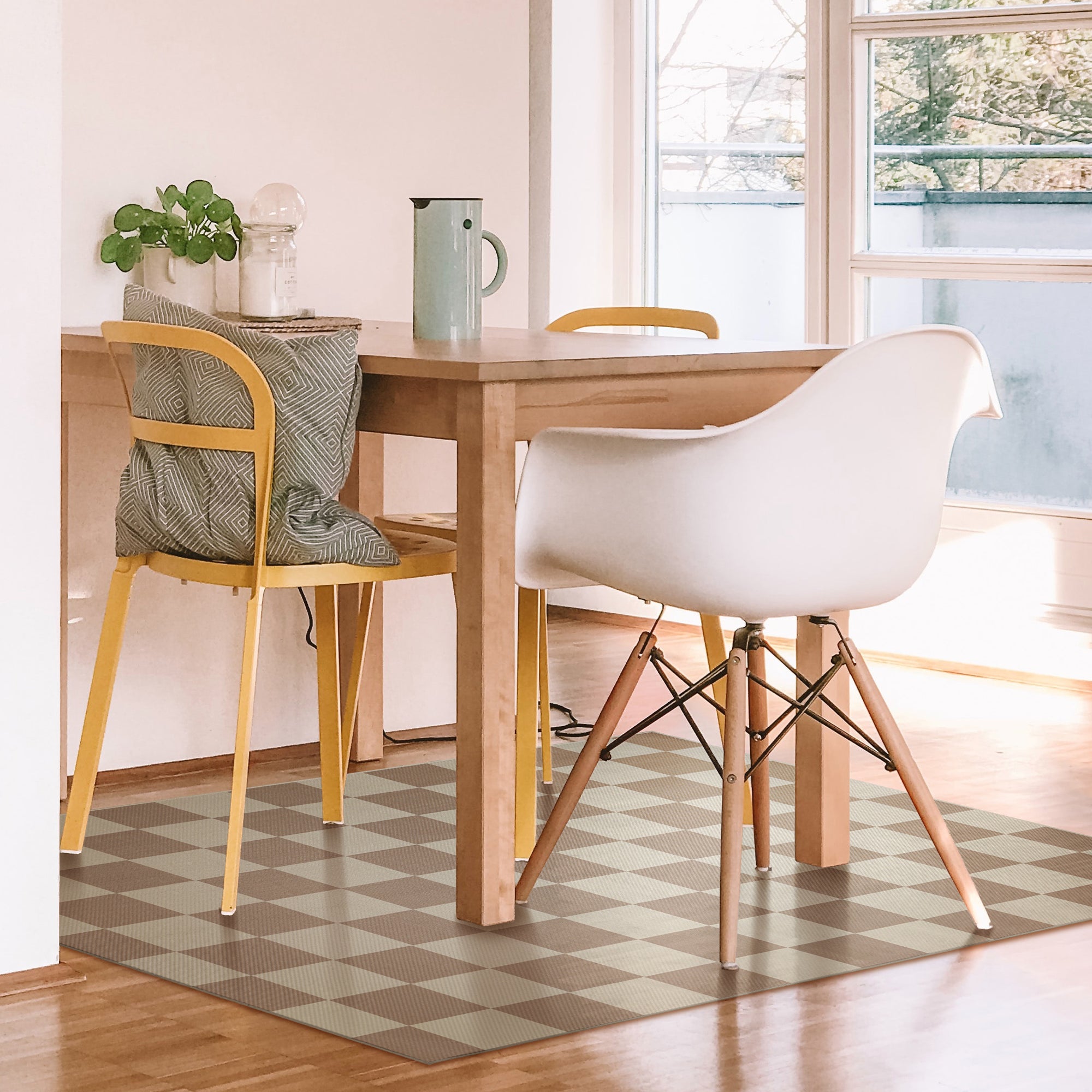 Jute Jaya Checkered Natural Dining Room Washble Rug 5'x7'