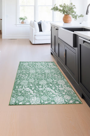 Kalini Floral Green Washable Rug