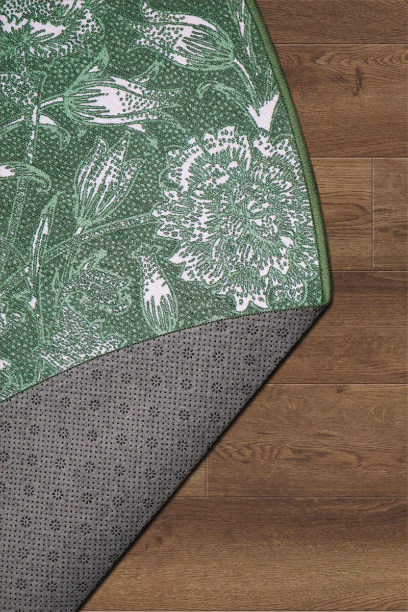 Kalini Floral Green Washable Rug