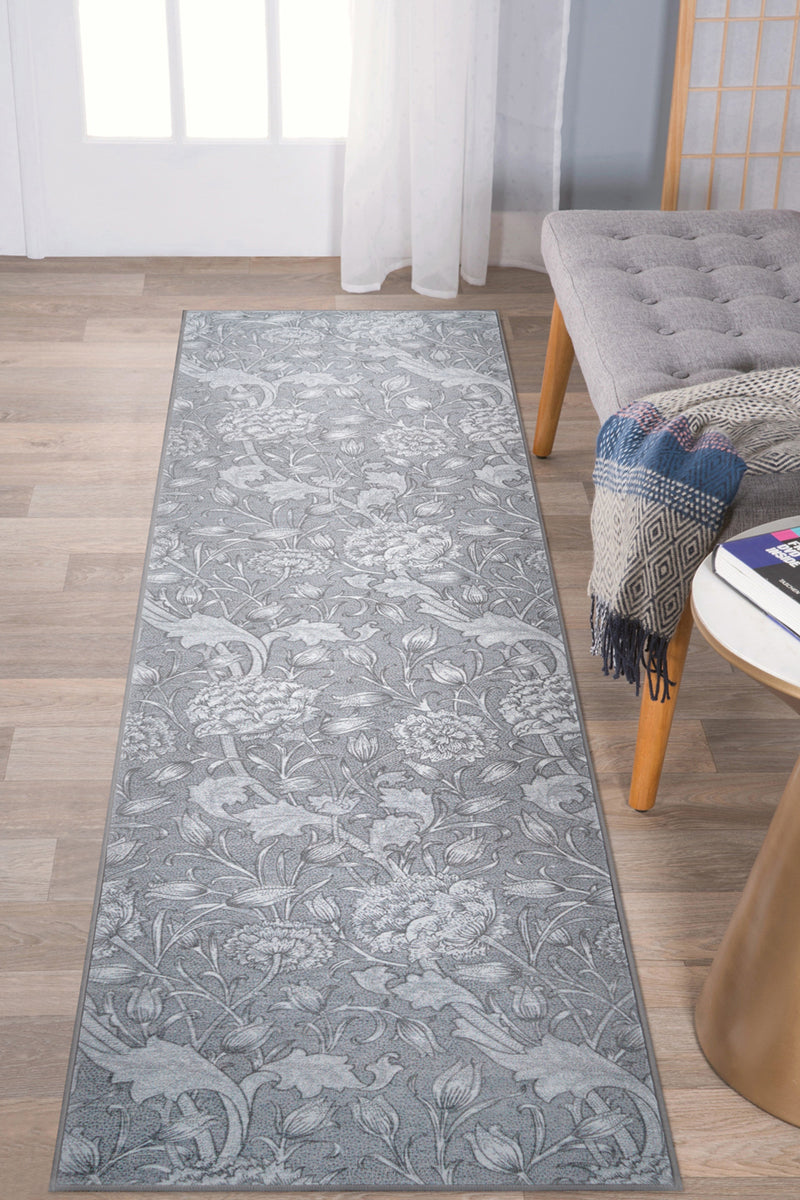 Kalini Floral Grey Washable Rug