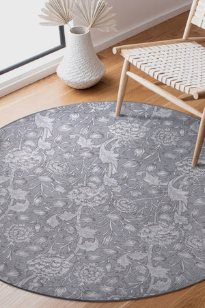 Kalini Floral Grey Washable Rug