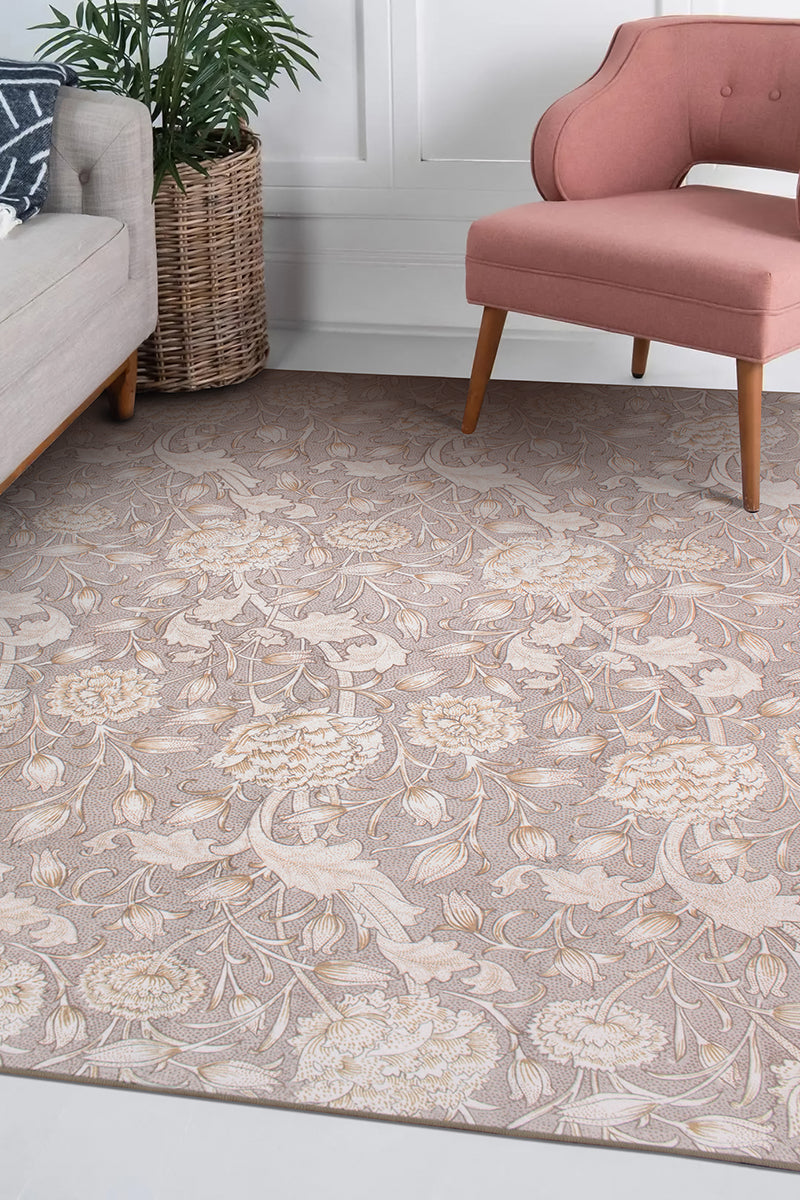 Kalini Floral Natural Washable Rug