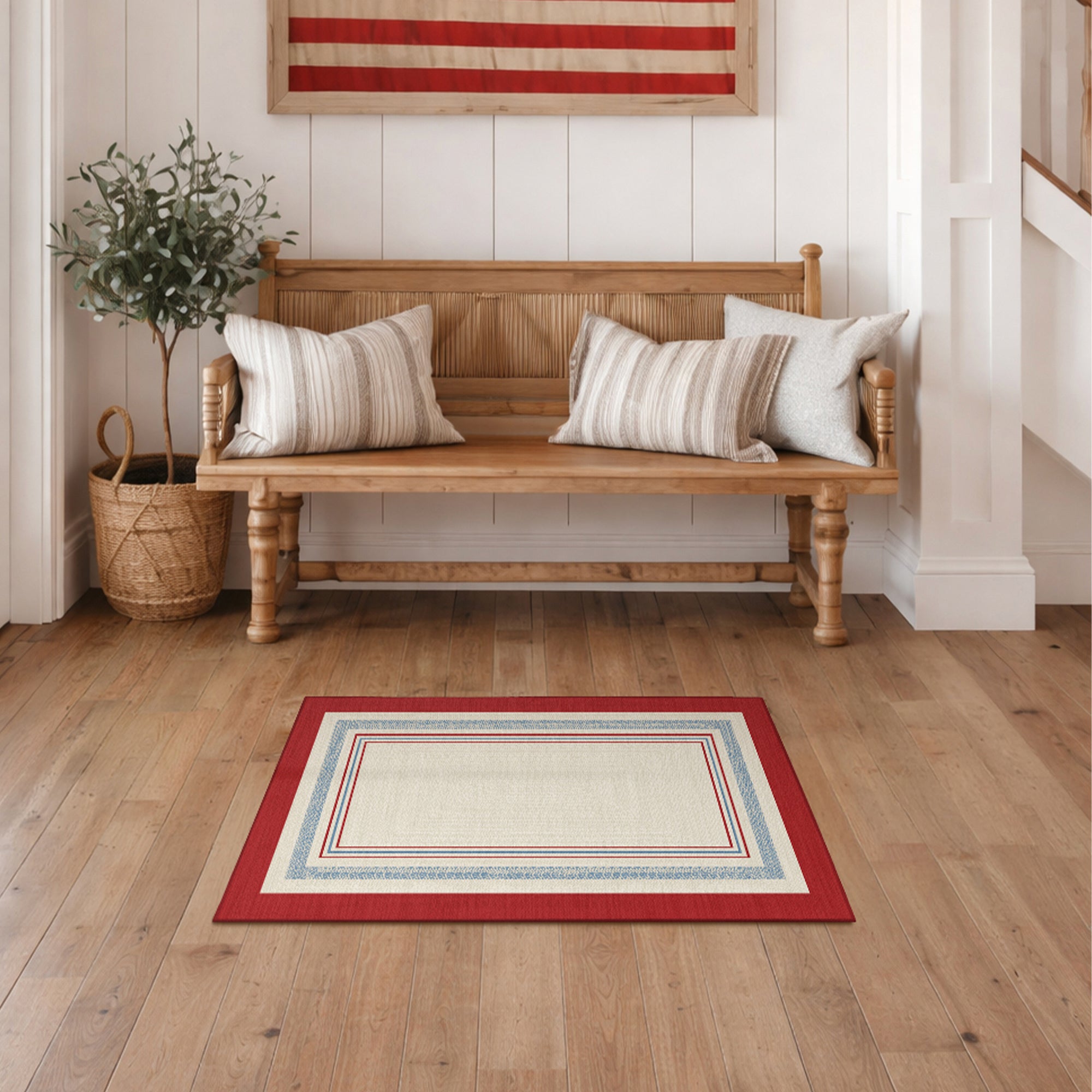 Kennedy Bordered Machine Washable Rug