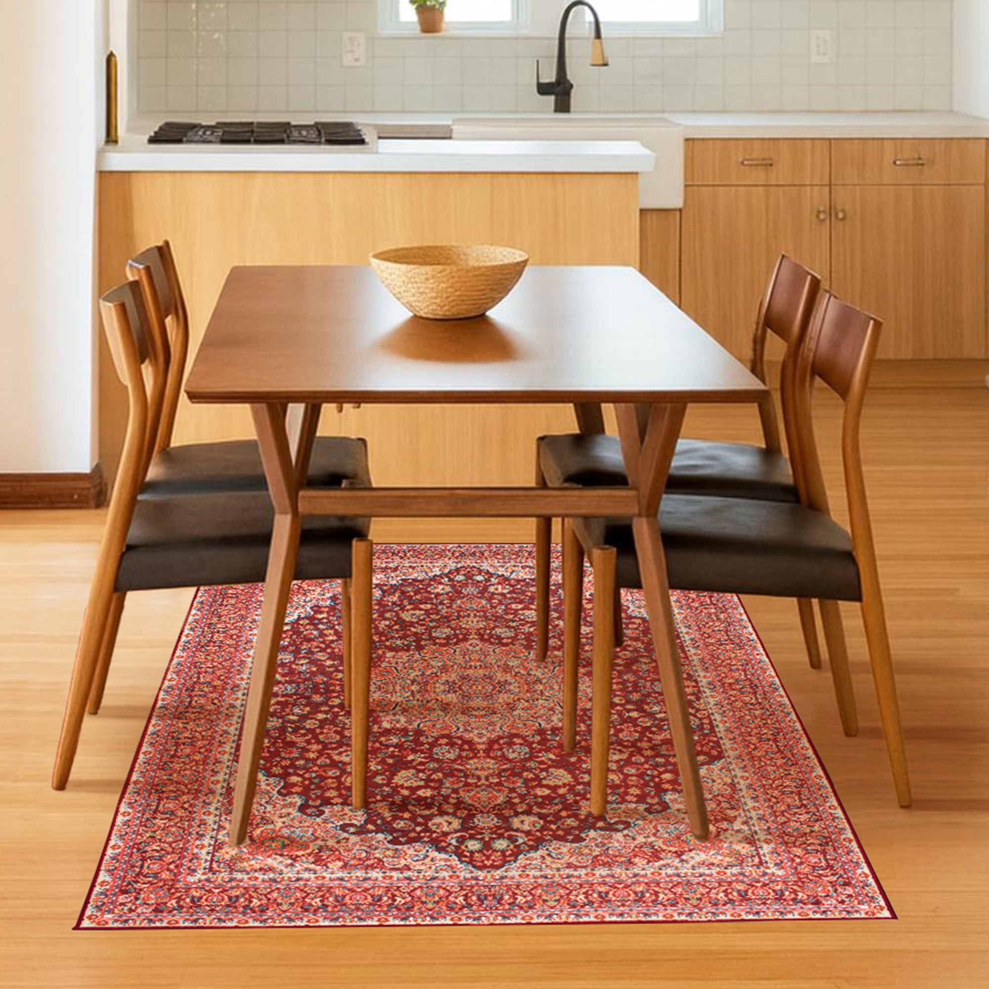 Kenya Ruby Dining Room Washble Rug