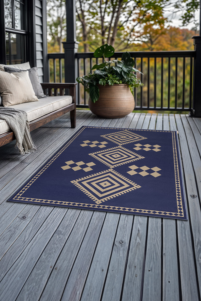 Jute Kilim Kiki Navy Washable Rug 5'x7'