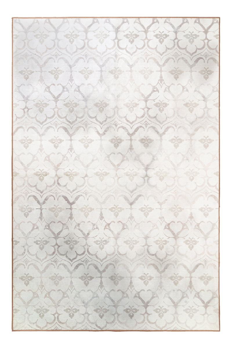 Leilani Damask Ivory Washable Rug