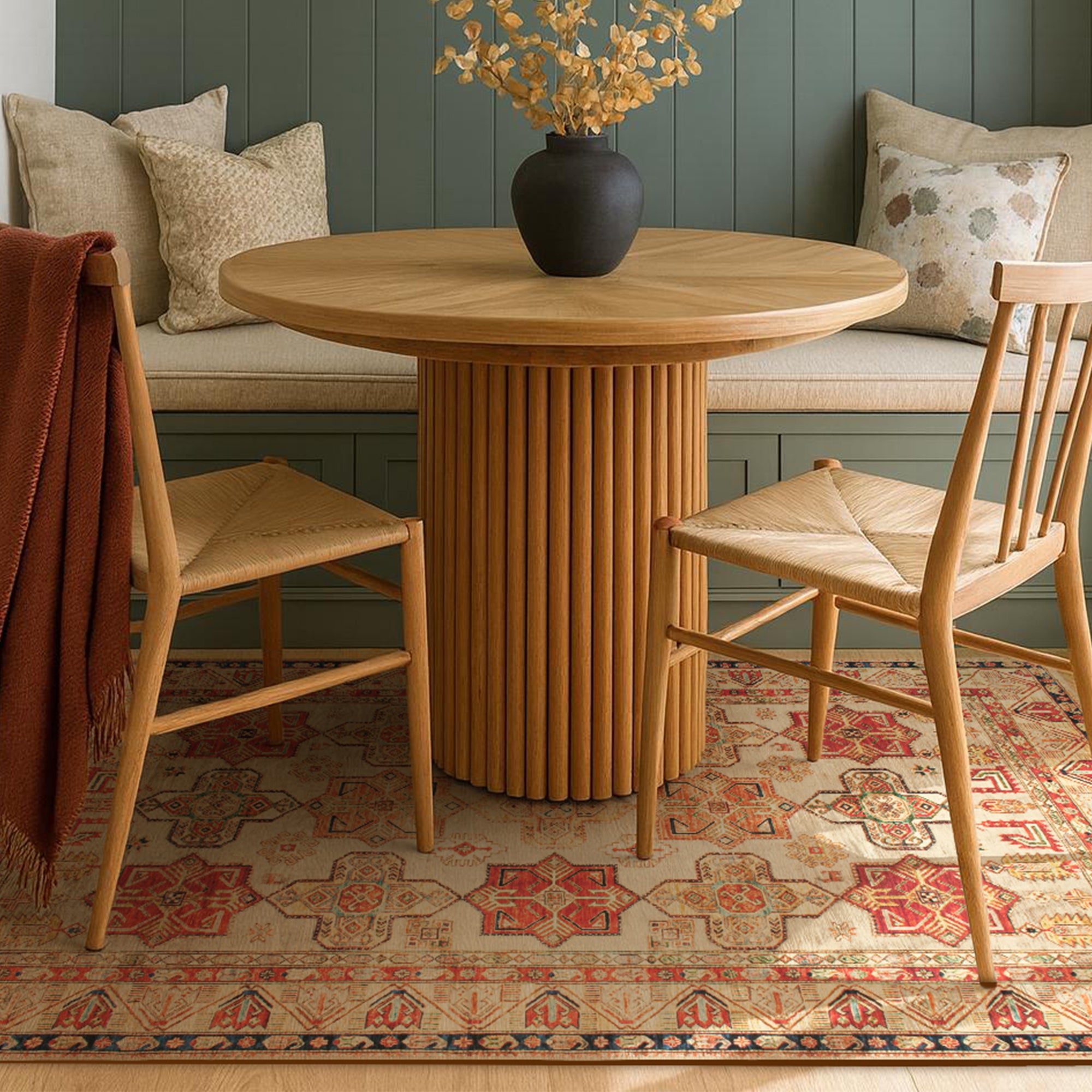 Ottoman Natural Dining Room Washble Rug